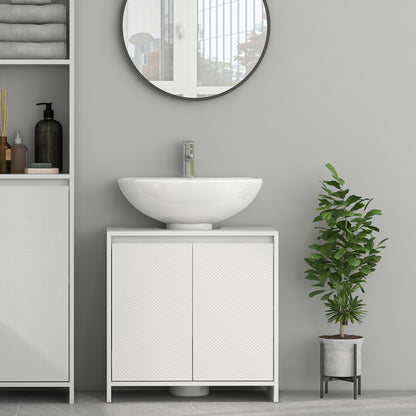 HOMCOM Móvel para Lavatório Pousar Móvel para Lavatório Moderno com Prateleira Anti-Tombo Carga 40 kg 60x30x60 cm Branco