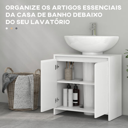 HOMCOM Móvel para Lavatório Pousar Móvel para Lavatório Moderno com Prateleira Anti-Tombo Carga 40 kg 60x30x60 cm Branco