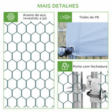 PawHut Galinheiro de Exterior Grande 3x2x2m Gaiola para 4-6 Galinhas de Aço Galvanizado com Teto de PE e Fechadura para Coelhos Prata