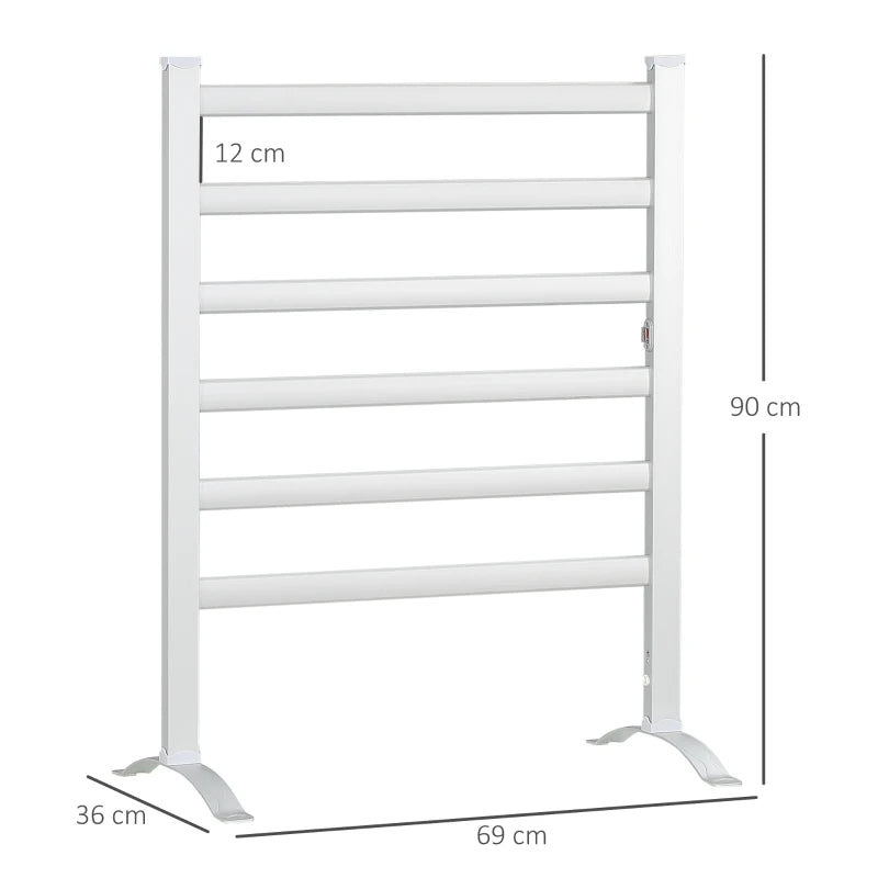 Toalheiro Elétrico de Pé/Parede com 6 Barras de Aquecimento e Temporizador - 140 W