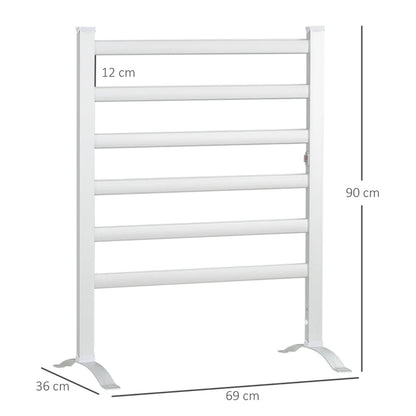 Toalheiro Elétrico de Pé/Parede com 6 Barras de Aquecimento e Temporizador - 140 W