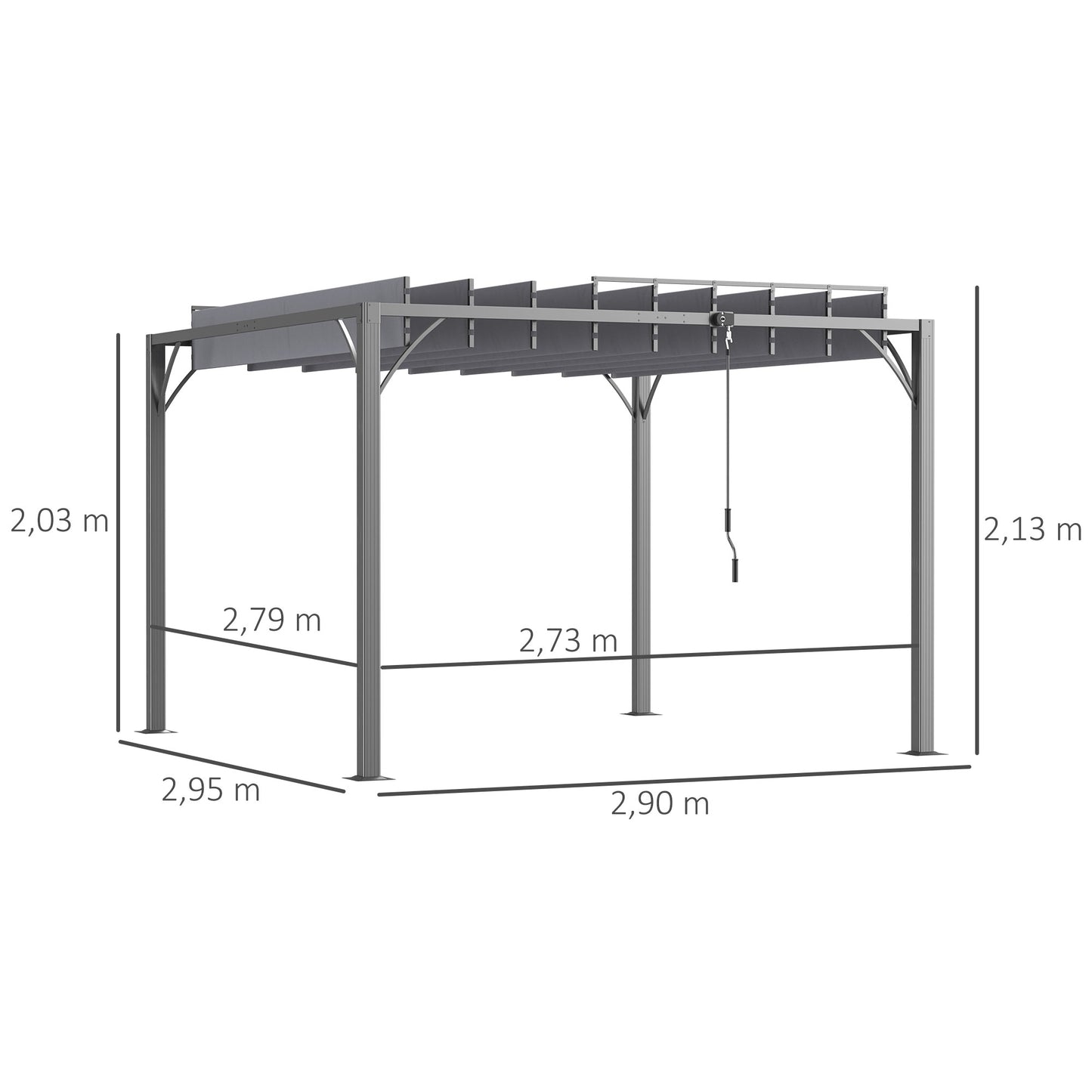 Outsunny Pérgola 3x3 m para Jardim com Desenho de Lâminas Superiores Giratórias até 135° Proteção UV 50+ e Estrutura de Aço para Pátio Terraço Varanda Cinza