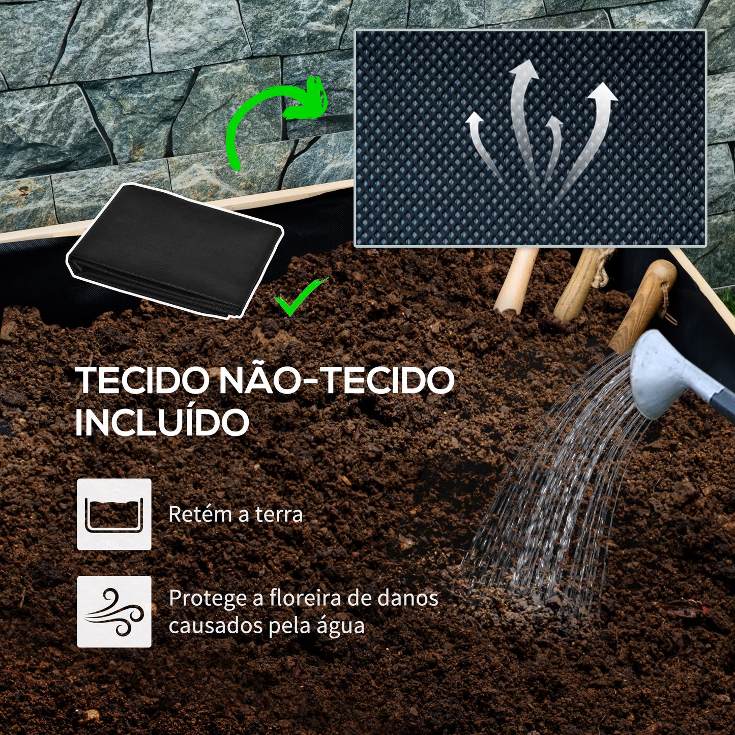 Outsunny Floreira de Madeira com Rodas Floreira de Jardim para Cultivo com Orifícios de Drenagem e Tecido não Tecido para Cultivos de Flores Plantas em Exterior Varanda 89x48x47 cm Madeira