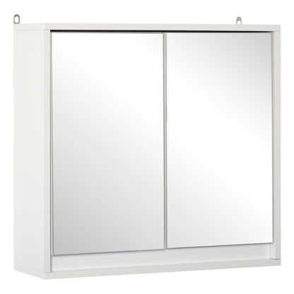 HOMCOM Armário de Casa de Banho com Espelho Móvel Suspenso de Casa de Banho com Prateleira Interior Ajustável em 3 Níveis e 2 Portas 48x14,5x45 cm Branco