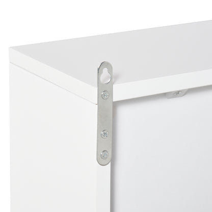 HOMCOM Armário de Casa de Banho com Espelho Móvel Suspenso de Casa de Banho com Prateleira Interior Ajustável em 3 Níveis e 2 Portas 48x14,5x45 cm Branco