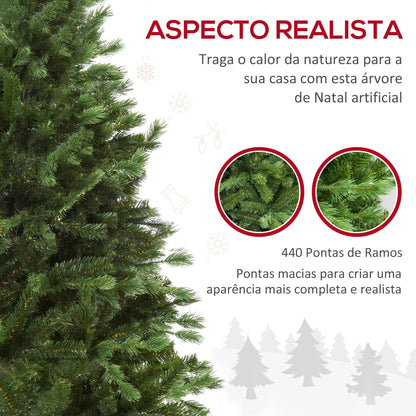 HOMCOM Árvore Artificial de Natal 150cm com Base Dobrável 440 Galhos PE Tridente e PVC Individual Árvore de Natal Decorativa Exterior Interior Ø75x150cm Verde