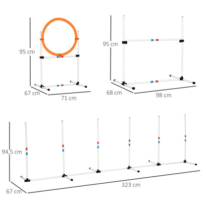 PawHut Conjunto de treino de agilidade para cães com bolsa de transporte incluída 74,5x66x91 cm Branco e laranja