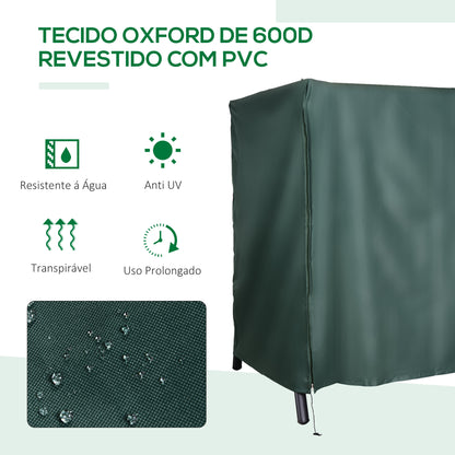 Outsunny Capa para Móveis de Jardim Capa Protetora para Baloiços de Exterior com Zíper 205x124x164cm Verde