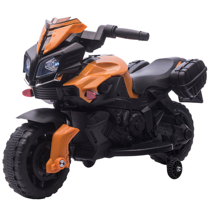 HOMCOM Moto Elétrica para Crianças a partir de 18 Meses 6V com Faróis Buzina 2 Rodas de Equilibrio Velocidade Máx. de 3km/h Motocicleta de Brinquedo 88,5x42,5x49cm Laranja