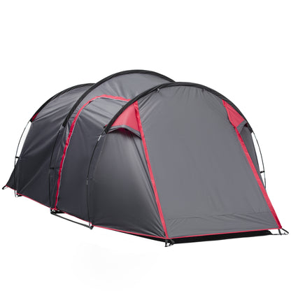 Outsunny Tenda de Campismo para 2-3 Pessoas Tenda de Campismo Dobrável à Prova d'Agua e à Prova de UV 20+ com Vestíbulo 426x206x154 cm Cinza Escuro