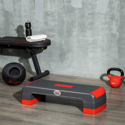 HOMCOM Plataforma Step Fitness Step de Aeróbico com Altura Ajustável de 10/15/20cm Plataforma de Exercício em Casa Ginásio Oficina Carga 150kg 78x28x20cm Vermelho e Cinza