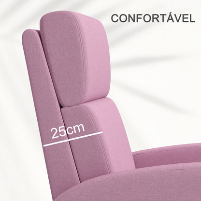 HOMCOM Poltrona Relax Reclinável até 160° Poltrona Reclinável Manual com Apoio para os Pés Carga Máxima 120 kg para Sala de Estar Dormitório 64x86x102 cm Rosa