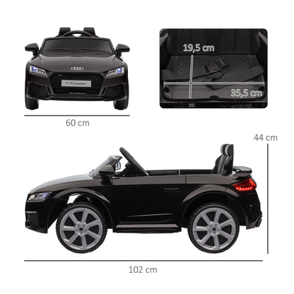 HOMCOM Carro Elétrico Audi TT para Crianças acima de 3 Anos com Controlo Remoto Música e Luzes Bateria 12V Abertura da Porta 102x60x44 cm Preto