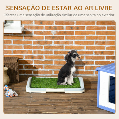 PawHut Sanita para Cães com Relva Artificial Grade e Bandeja Desmontável para Adestramento de Cães em Exterior e Interior 63x48,5x6 cm Multicor