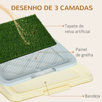 PawHut Sanita para Cães com Relva Artificial Grade e Bandeja Desmontável para Adestramento de Cães em Exterior e Interior 63x48,5x6 cm Multicor