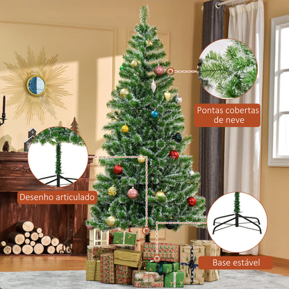 HOMCOM Árvore de Natal Artificial 210cm com 968 Ramos e Suporte de Metal Árvore de Natal para Decoração de Interior Sala de Estar Festas Ø100x210 cm Verde