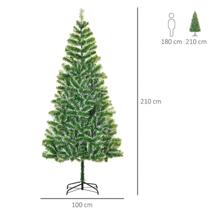 HOMCOM Árvore de Natal Artificial 210cm com 968 Ramos e Suporte de Metal Árvore de Natal para Decoração de Interior Sala de Estar Festas Ø100x210 cm Verde