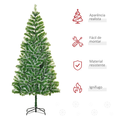 HOMCOM Árvore de Natal Artificial 210cm com 968 Ramos e Suporte de Metal Árvore de Natal para Decoração de Interior Sala de Estar Festas Ø100x210 cm Verde