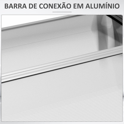 Outsunny Marquise de Proteção 303x96cm Marquise Exterior para Portas e Janelas Contra o Sol e Chuva com Suporte Liga de Alumínio Policarbonato Transparente