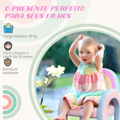 ZONEKIZ Poltrona para Crianças Pequenas em Forma de Arco Íris Mini Sofá para Crianças de 1,5 a 5 Anos para Dormitório Sala de Estar Carga Máxima 45 kg 43x41x51 cm Rosa