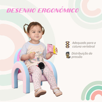 ZONEKIZ Poltrona para Crianças Pequenas em Forma de Arco Íris Mini Sofá para Crianças de 1,5 a 5 Anos para Dormitório Sala de Estar Carga Máxima 45 kg 43x41x51 cm Rosa