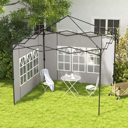 Outsunny Conjunto de 2 Paredes Laterais para Tendas de 3x3m e 3x6m Paredes Laterais para Tendas com Janelas Transparentes 293x193cm Branco