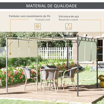 Pérgola de Jardim com Teto Retrátil em Aço - 3x3m