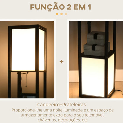 Candeeiro de Pé Lucica - Branco/Preto - Design Moderno