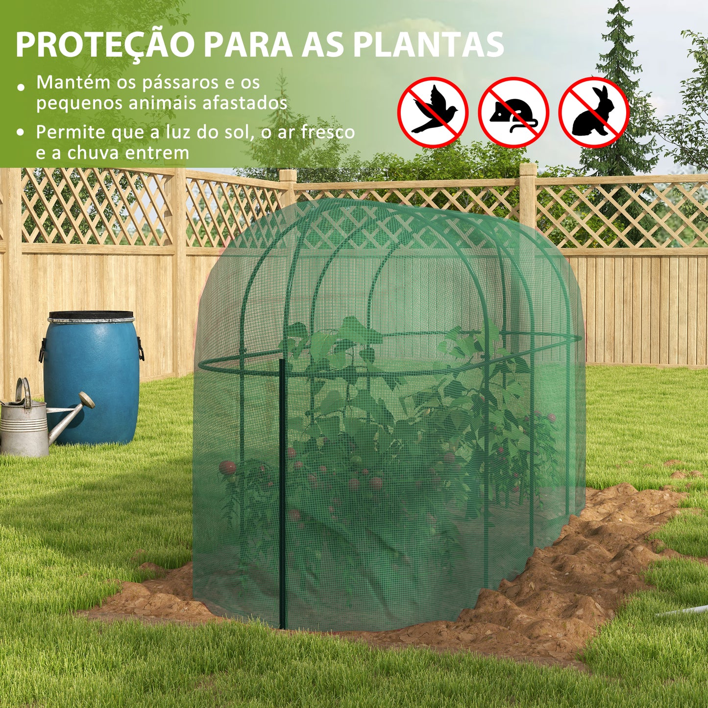 Outsunny Estufa de Jardim Estufa para Plantas Estufa de Exterior com Porta com Fecho de Correr e Estrutura de Aço para Jardim, Terraço e Pátio 300x100x150 cm Verde