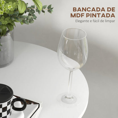 HOMCOM Mesa de Bar Redonda Mesa Alta de Cozinha Moderna com Bancada Pintada e Estrutura de Aço para 2 Pessoas para Casa Sala de Jantar Ø60x102 cm Branco