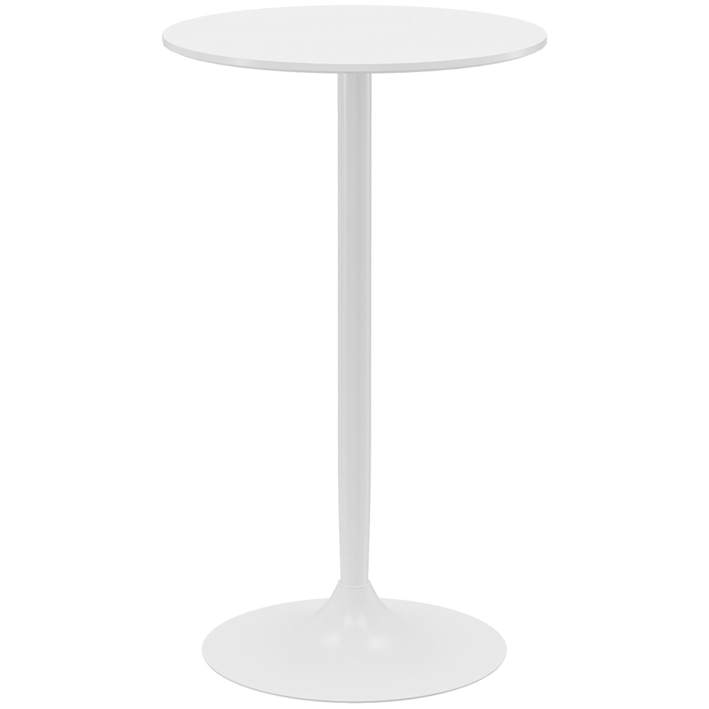 HOMCOM Mesa de Bar Redonda Mesa Alta de Cozinha Moderna com Bancada Pintada e Estrutura de Aço para 2 Pessoas para Casa Sala de Jantar Ø60x102 cm Branco