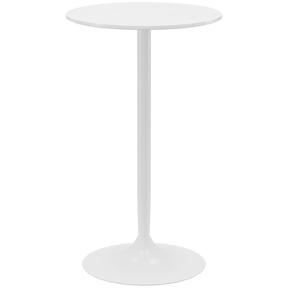 HOMCOM Mesa de Bar Redonda Mesa Alta de Cozinha Moderna com Bancada Pintada e Estrutura de Aço para 2 Pessoas para Casa Sala de Jantar Ø60x102 cm Branco