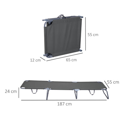 Outsunny Espreguiçadeira Dobrável Espreguiçadeira de Jardim com Encosto Ajustável em 5 Posições Peso Máximo 120 kg para Terraço Piscina Praia 187x55x24 cm Cinza