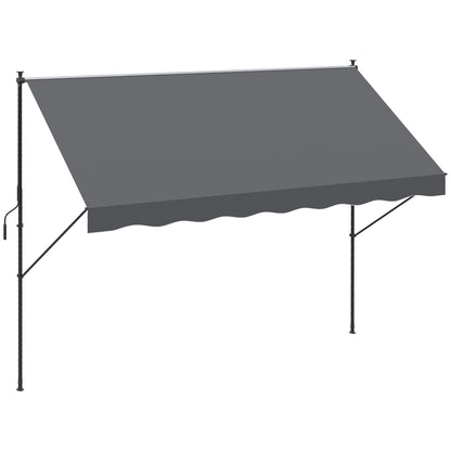 Outsunny Toldo Manual Retrátil 300x170x200-290cm Toldo Ajustável com Manivela Proteção Solar UV40+ para Varanda Jardim Cinza