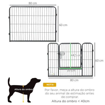 PawHut Parque para Cães com 12 Painéis Recinto para Animais de Estimação Modular com 2 Portas para Interior e Exterior Aço 80x60 cm Preto