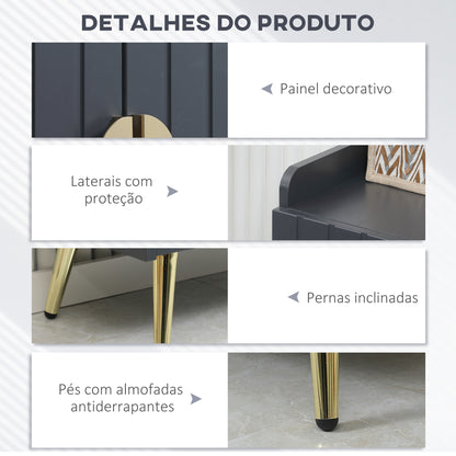 HOMCOM Sapateira com 2 Portas Armário para Sapatos com Prateleira Aberta e Prateleiras Ajustáveis para 15 Pares de Sapatos para Corredor Entrada 60x33x100 cm Cinza Escuro