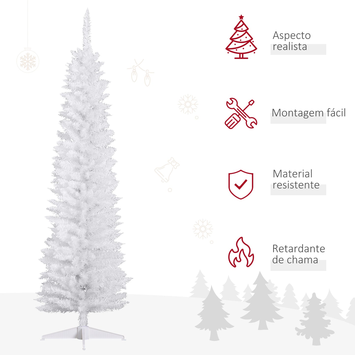 HOMCOM Árvore de Natal Artificial 180cm Ignífugo com 390 Ramos de PVC e Suporte de Metal Decoração de Natal para Interiores Fácil de Montar Verde