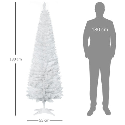 HOMCOM Árvore de Natal Artificial 180cm Ignífugo com 390 Ramos de PVC e Suporte de Metal Decoração de Natal para Interiores Fácil de Montar Verde