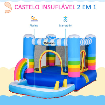 Parque Aquático / Castelo Insuflável com Trampolim e Piscina para Crianças