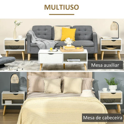 Conjunto de 2 Mesinhas de Cabeceira Carrier - Design Nórdico