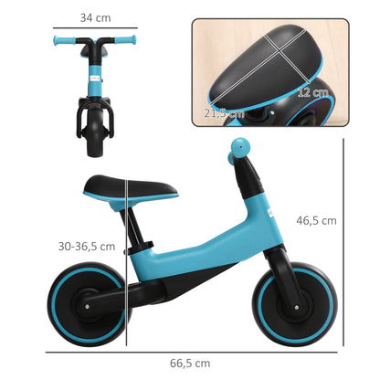 AIYAPLAY Bicicleta sem Pedais para Crianças acima de 18 Meses Bicicleta Infantil para Bebé com Assento Ajustável em 30-36,5 cm Rodas de Ø19 cm Carga 25 kg 66,5x34x46,5 cm Azul