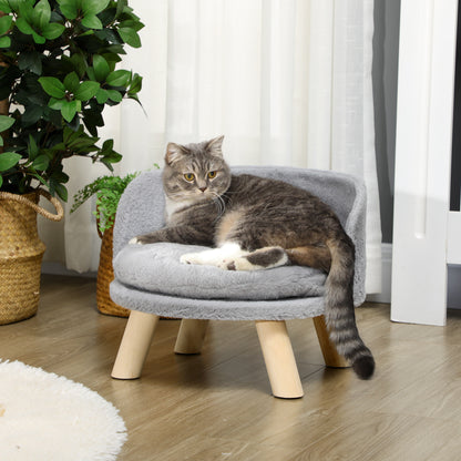 PawHut Cama Elevada para Cães Cama para Cães Mini com Almofada Lavável e Estrutura de Madeira e Almofadas Antiderrapantes para Interior Ø40,5x33 cm Cinza