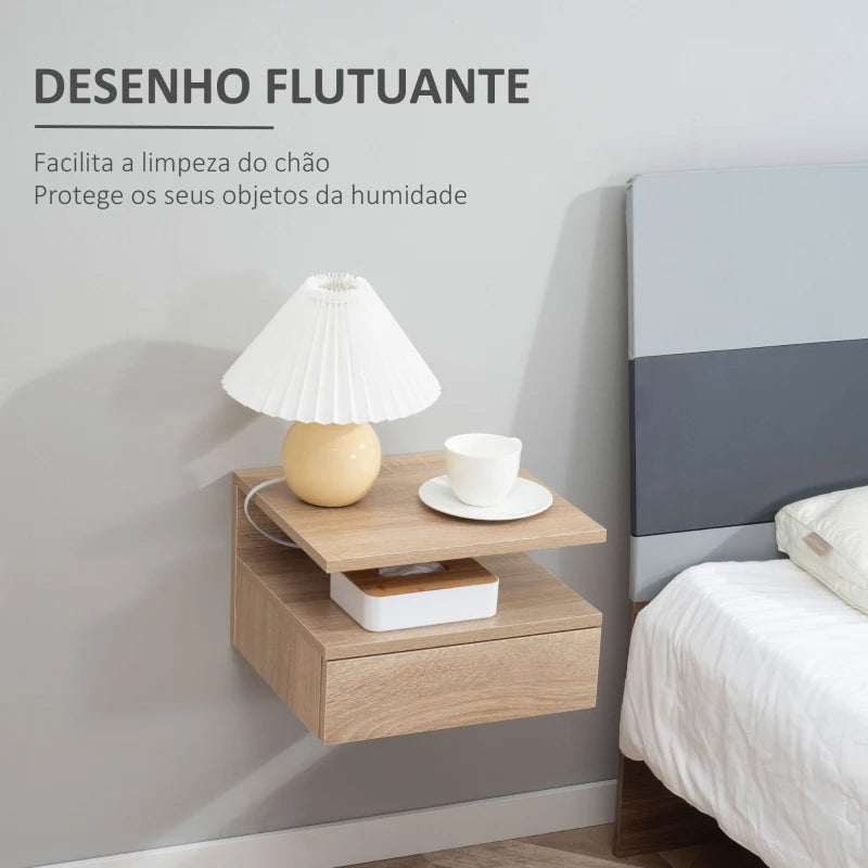 Conjunto de 2 Mesas de Cabeceira Kamu Flutuantes - Design Moderno