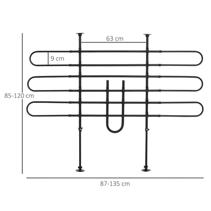 PawHut Grade de Segurança de Carro para Cães Ajustável em Largura e Altura 87-135x85x120cm Grade Separadora para Porta Malas de Carro Universal Metal Preto