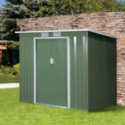 Abrigo de Jardim Metálico – 213x130x173 cm – Com Porta de Correr, Ventilações e Estrutura Resistente – Verde Claro