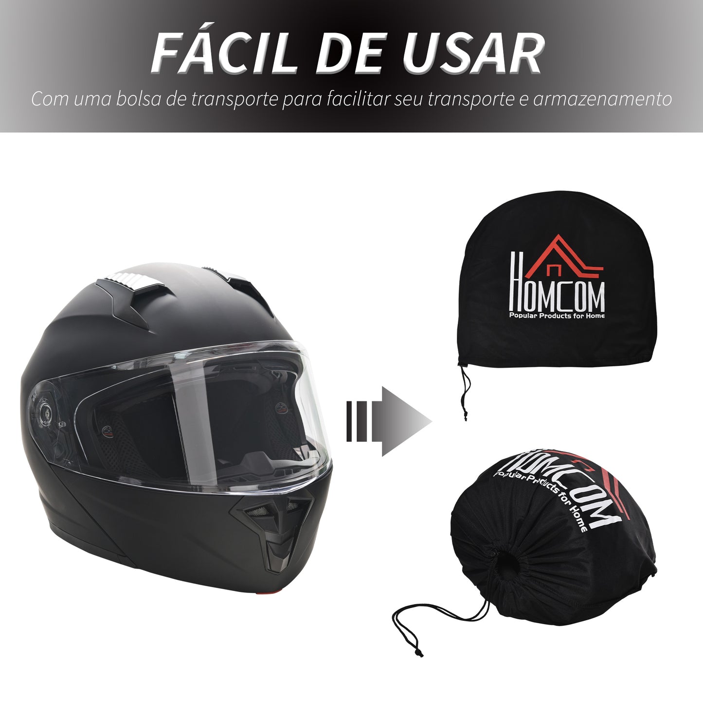 HOMCOM Capacete de Moto Integral Tamanho XL-61-62cm Capacete de Motocicleta com Dupla Viseira Cabeçote Anticolisão com Certificação Europeia Unisex Cor Preta