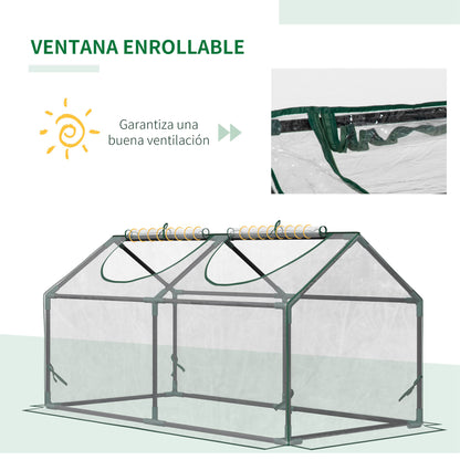 Outsunny Estufa 119x60x60cm Estufa de Jardim com 2 Janelas Enroláveis para Cultivo de Plantas Verduras Flores Transparente