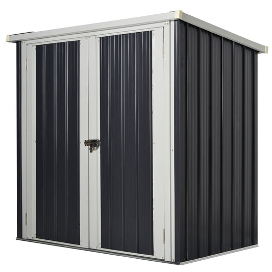 Outsunny Abrigo de Jardim 1,26 m² 147x86x134 cm Abrigo de Exterior de Aço Galvanizado com 2 Portas para Armazenamento de Ferramentas Preto