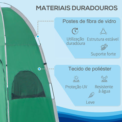 Outsunny Tenda de Duche Portátil Tenda de Privacidade Emergente 122x122x213 cm UPF30+ Trocador para Campismo Sanita Verde