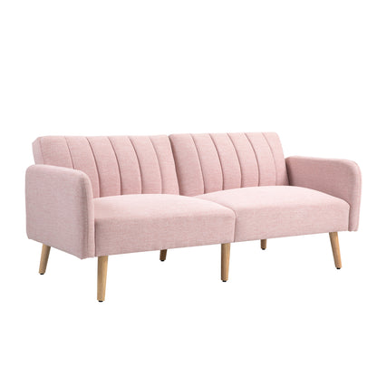 Sofá Cama de 2 Lugares com Encosto Ajustável - Rosa - Design Escandinavo